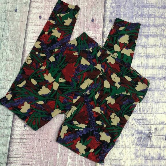 *MUST GO MAKE AN OFFER* LuLaRoe one size floral leggings - Picture 1 of 5